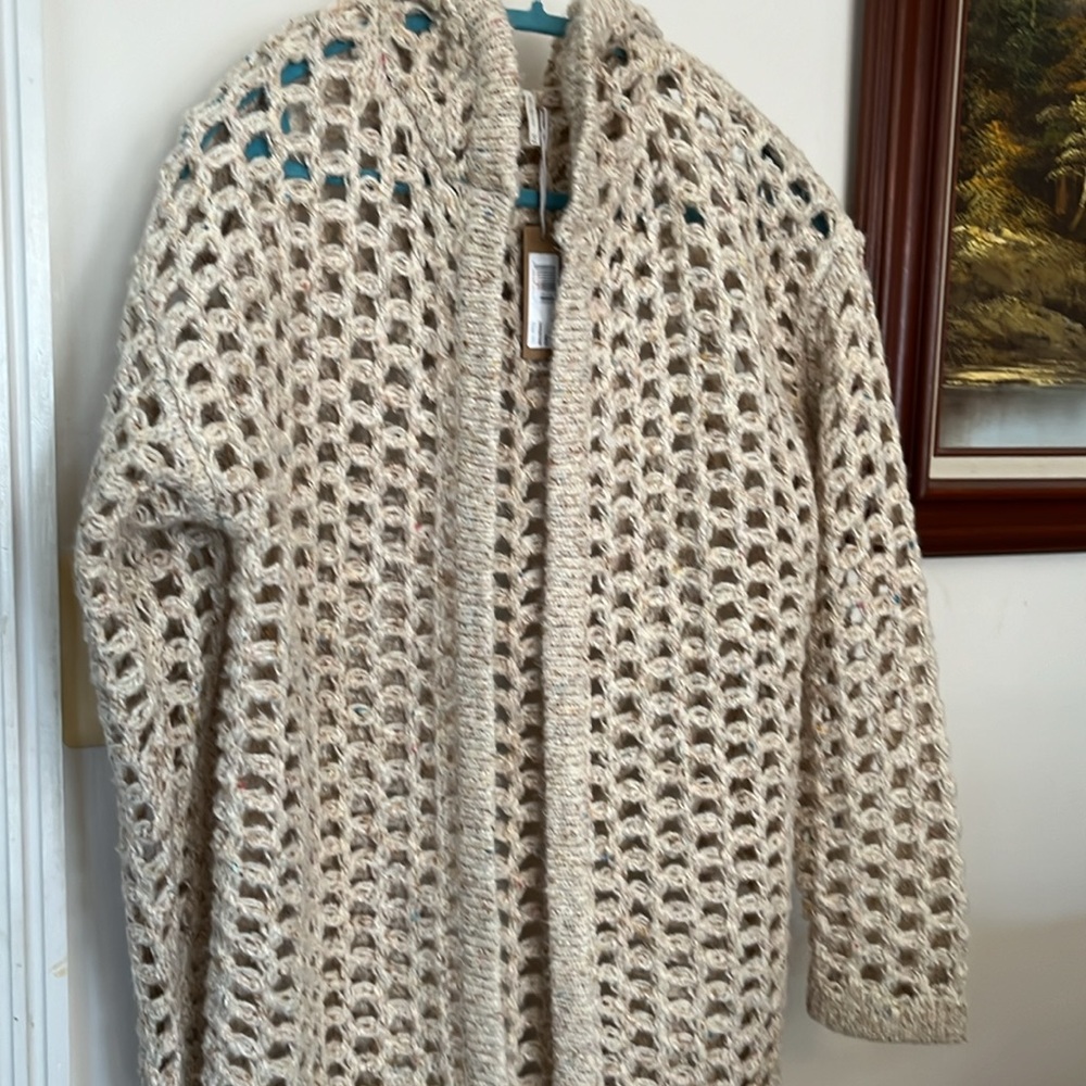 HELLO NITE HOODED SWEATER. NWT. SIZE M/L.